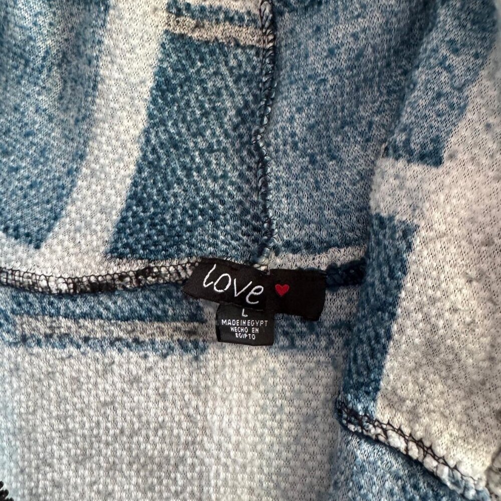 Love Plaid Sherpa Zip-Up Hooded Jacket - Size L - Picture 4 of 5